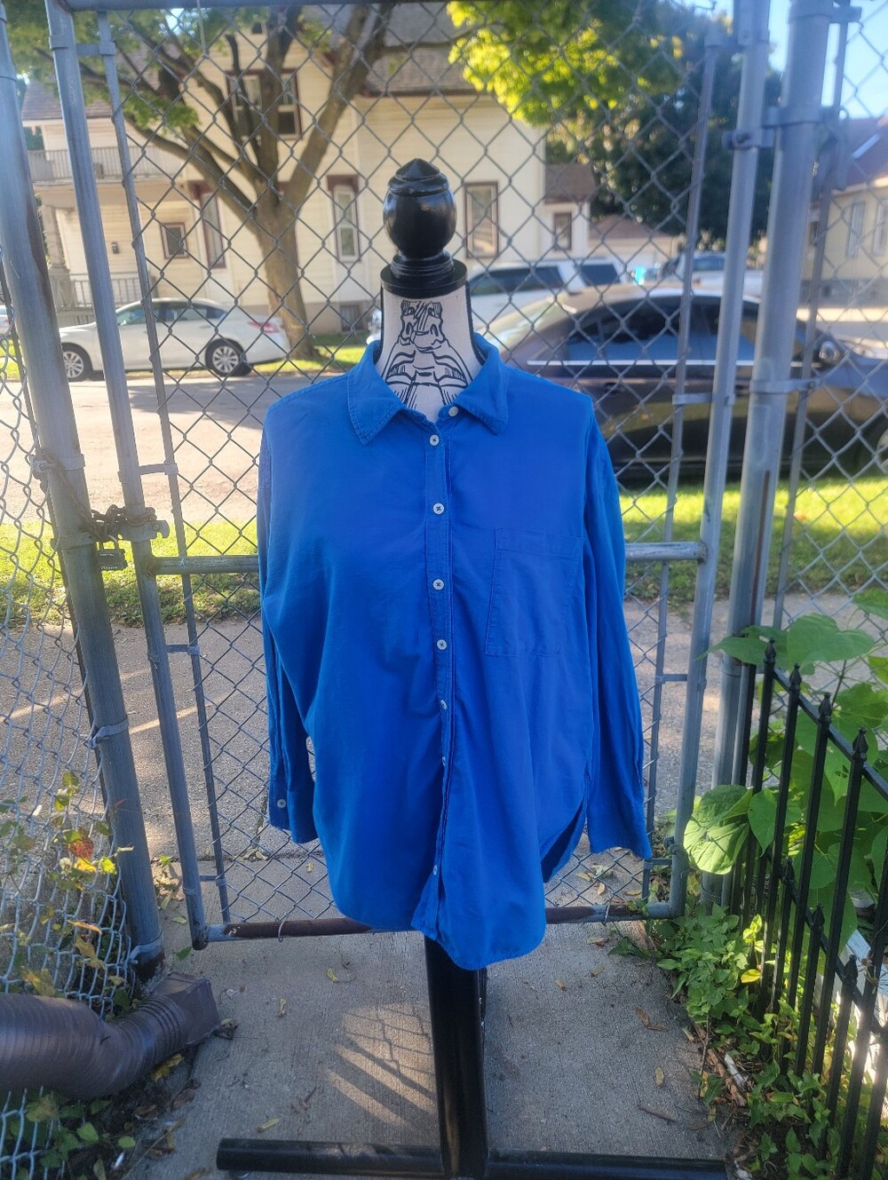 Maeve Anthropologie Blue Linen Cotton Oversized Button Down Shirt M 24 P2p